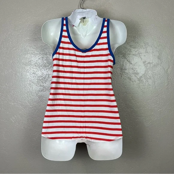Gap women navy blue white red striped tank top size M - Picture 4 of 10